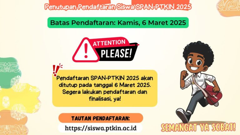 Pendaftaran Jalur Prestasi SPAN PTKIN 2025 Ditutup Hari ini!!