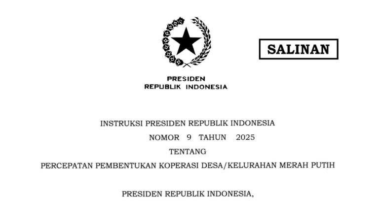 Presiden Prabowo Terbitkan Inpres Pembentukan 80 Ribu Koperasi Merah Putih